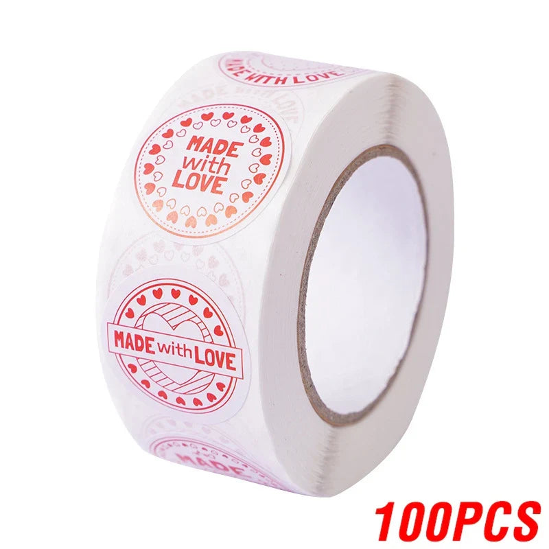 100-500pcs 1inch Red Heart Stickers for Valentine's Day New Baking Packaging Sticker Envelope Seals Love Decorative Stickers (ONLINE ORDER ONLY)