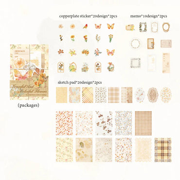 100pcs/set Mixed Material Pack Flower Series Hollow Lace Handbook Border Primer Paper DIY Decorative Sticker Notes Scrapbook (ONLINE ORDER ONLY)
