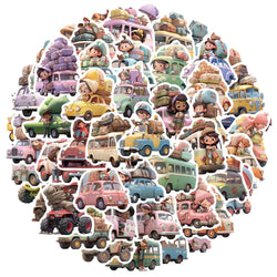 Cartoon Waterproof Stickers: Travel, Car, Skateboard, Phone, Fridge, DIY Decals (10/30/50pcs) (Online Order Only)