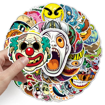 10/50PCS Cool Pop Horror Zombie Stickers Aesthetic Ghost Face Decals DIY Phone Luggage Laptop Helmet Motorcycle Graffiti Sticker (Online Order Only)