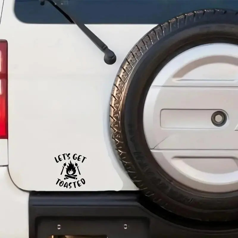 Let's Get Toasted Camping Life Black Vinyl Decal For Car Truck Window Camper (ONLINE ORDER ONLY)