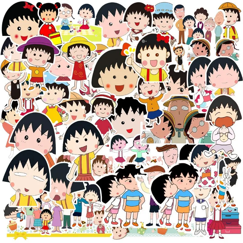 55pcs Cherry Meatballs Anime Stickers for Laptop, Phone, Car, Scooter, Suitcase, Water Cup, Stationery, Refrigerator Decoration (Online Order Only)