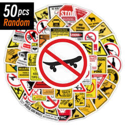 10/50/100PCS Warning Pattern Sign Stickers Pack DIY Skateboard Motorcycle Suitcase Stationery Decals Decor Phone Laptop Toys (ONLINE ORDER ONLY)