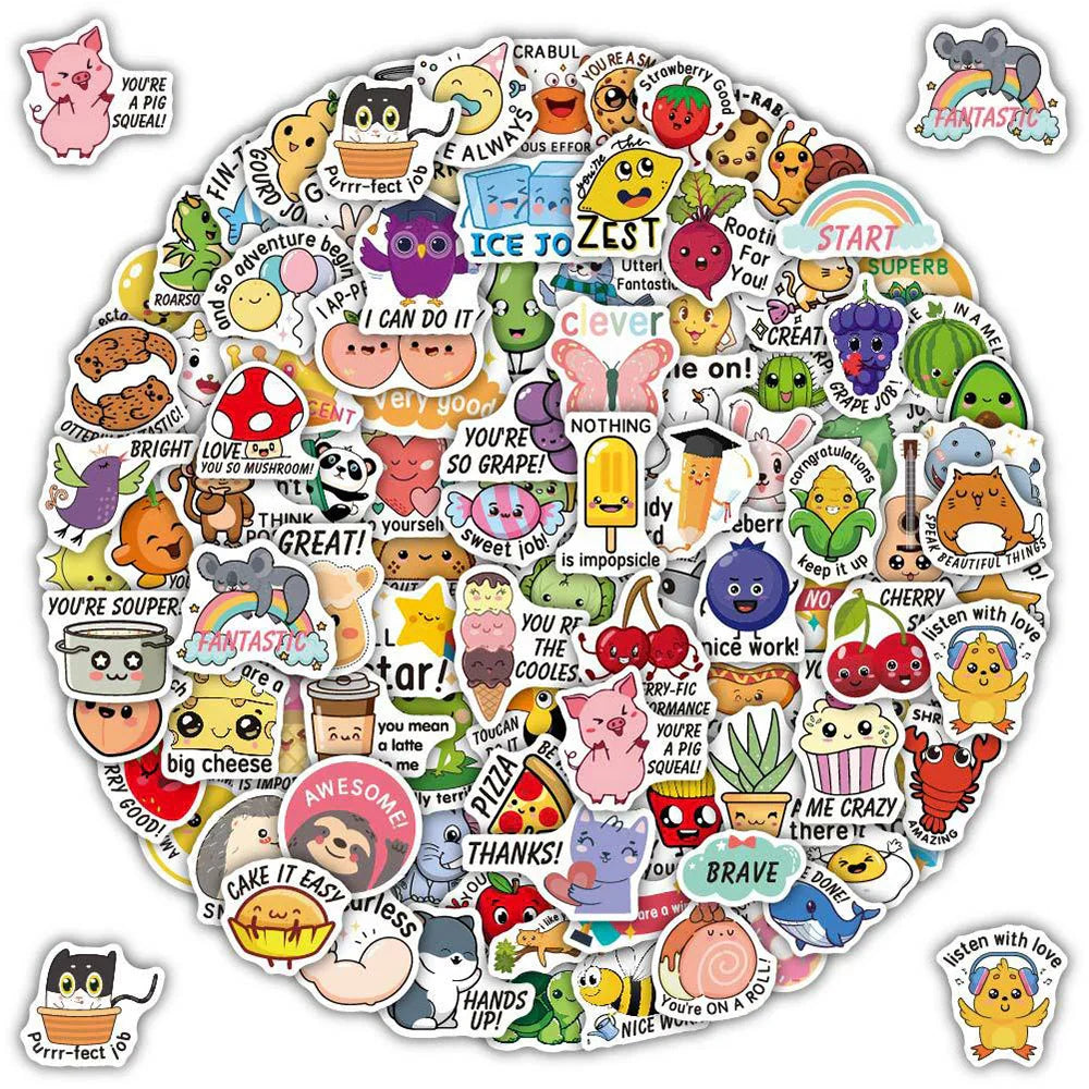 Funny Animal Pun Stickers Pack - Cartoon Decals for Laptop, Phone, Car, Guitar, Kids Toy (Online Order Only)