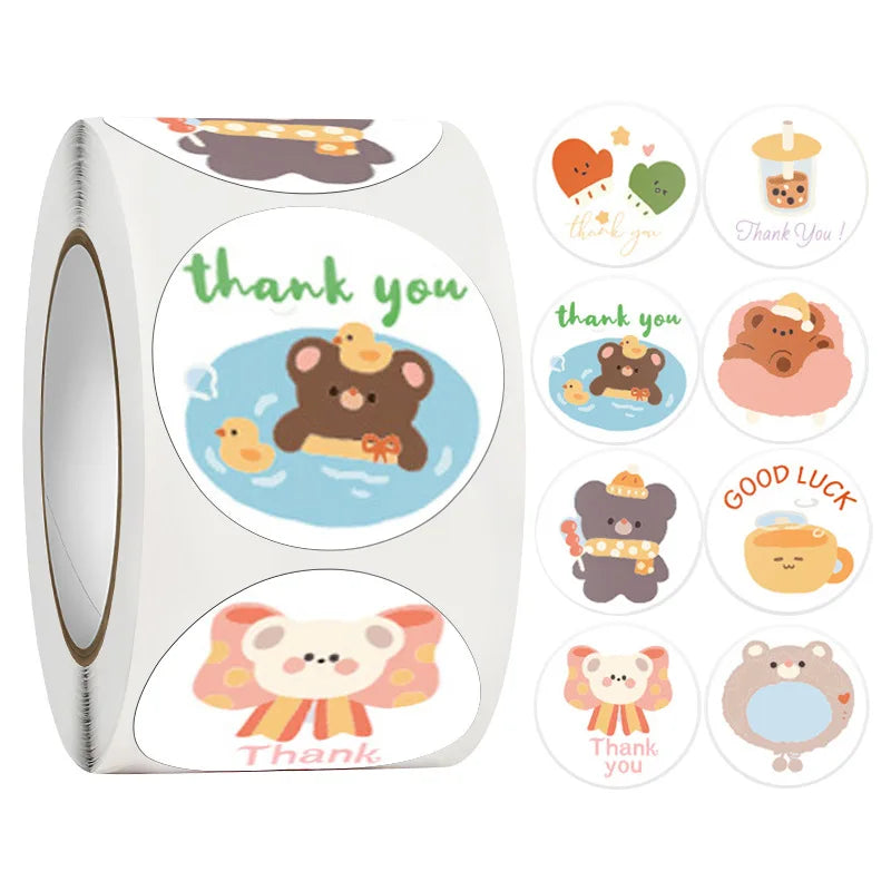 100-500PCS Children's Stickers DIY Gift Sealing Label Cartoon Animal Roll Stickers Photocard Decor Packaging Stickers for Kids (Online Order Only)