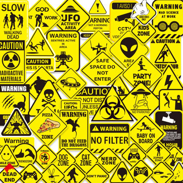 10/50pcs Funny Warning Stickers Danger Banning Sign Viny Decal Car Scooter Motorcycle Suitcase Violation Sticker Classic Toy (Online Order Only)