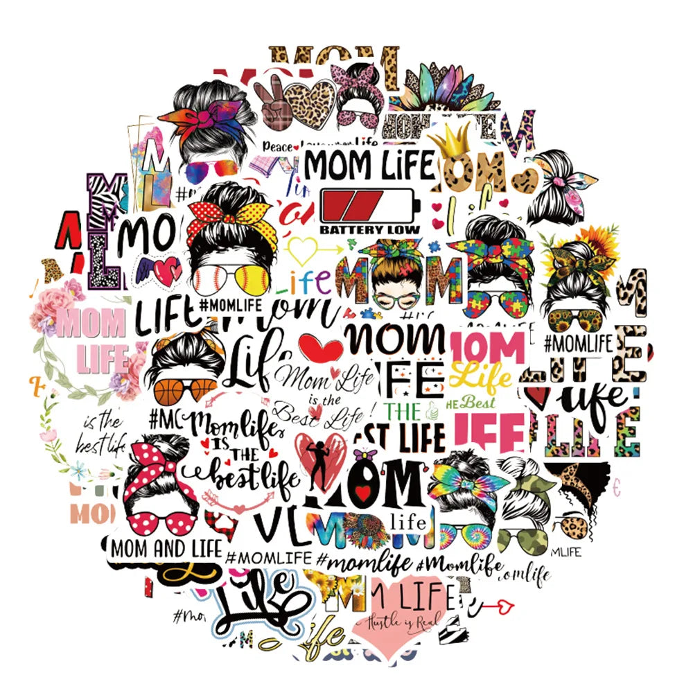 Mom Life Graffiti Stickers Decal Pack for Laptop, Motorcycle, Luggage, Snowboard, Fridge (ONLINE ORDER ONLY)