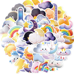 3D Cartoon Cloud Stickers: Weather, Rainbow, DIY Decals for Notebook, Phone, Fridge, Guitar (10/30/50pcs) (ONLINE ORDER ONLY)