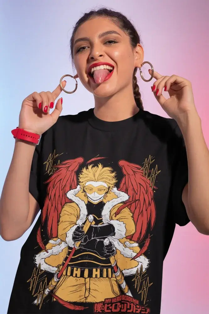 Wing Hero Hawks T-Shirt: Keigo Takami Anime Manga Top (ONLINE ORDER ONLY)