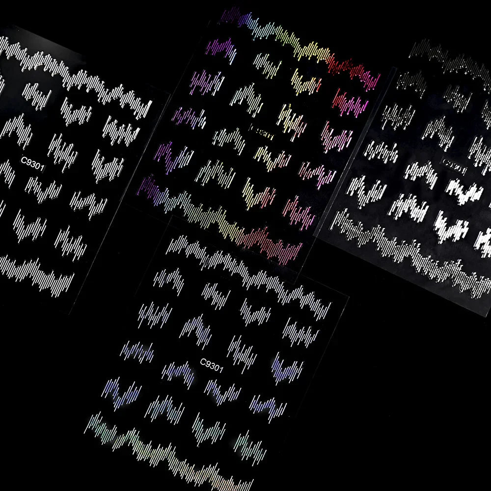 6pcs/Set High Gloss Reflective Nail Sticker Glitter Laser Silver Dark Flashy Effect Manicure 3D Nail Art Decoration Sticker Y2K* (ONLINE ORDER ONLY)