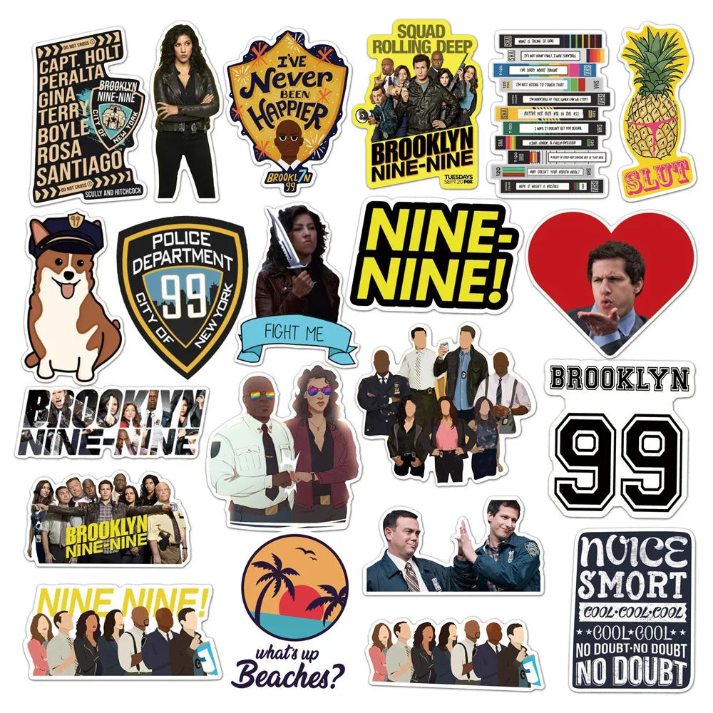 50PCS TV Series Brooklyn Nine-Nine Stickers for DIY Stationery Decal Pegatina Motorcycle Skateboard Laptop Guitar Sticker (ONLINE ORDER ONLY)
