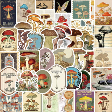 10/30/50PCS Mushroom Graffiti Stickers Retro Style Graffiti Decals Cartoon stickers Toy DIY Scrapbook Luggage Guitar Car Bike (ONLINE ORDER ONLY)