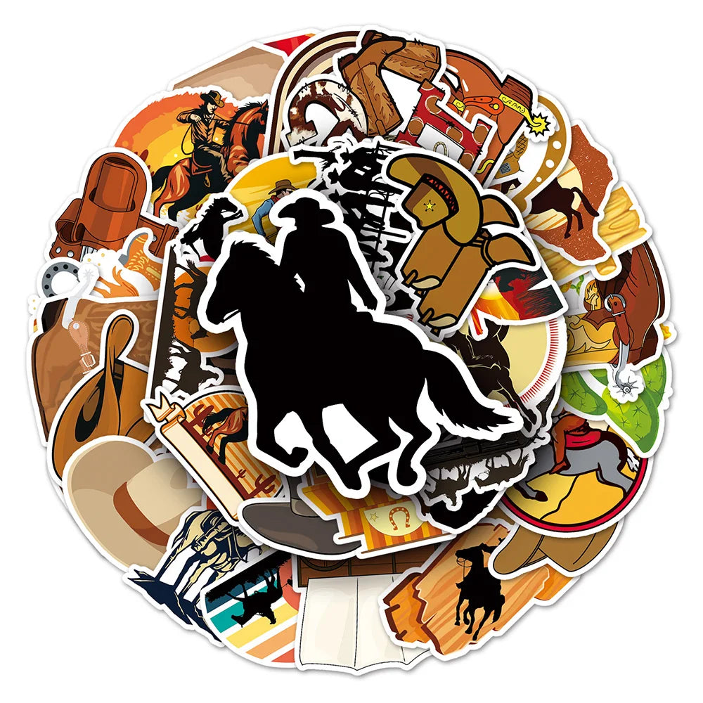 10/30/50pcs Anime Western Cowboy Cool Stickers Decals Motorcycle Luggage Laptop Phone Skateboard Car Fridge Waterproof Sticker (ONLINE ORDER ONLY)