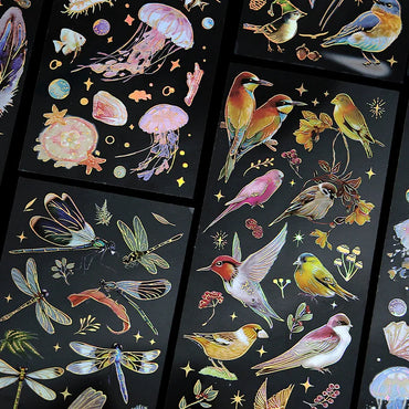 3 Sheets Bronzing animal theme flat Stickers Decorative Stick Labels for Journal notebook Scrapbooking Junk Journal Supplies (ONLINE ORDER ONLY)