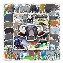 50Pcs Buffalo Cartoon Waterproof Vinyl Stickers for Skateboard Snowboard (Online Order Only)