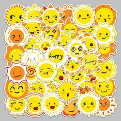 50Pcs Cartoon Sun Graffiti Stickers for Helmet, Wall, DIY Decoration (ONLINE ORDER ONLY)