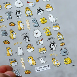 Cute Cat Eye Fishbone Animals Leopard Cat Ginger Cat Kitten Exclamation Point Paw Self Adhesive Nail Art Sticker Manicure Decals (ONLINE ORDER ONLY)