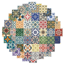 Vintage Tile Stickers: Floral Bohemian Waterproof Decals for Wall, Notebook, Phone, Fridge - 10/30/62pcs (ONLINE ORDER ONLY)