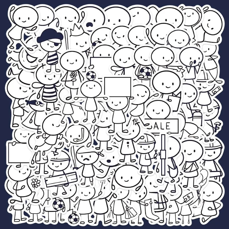 66pcs Black & White Graffiti Stickers for Helmet, Wall, Desktop Decoration - DIY Sticker Pack Wholesale (ONLINE ORDER ONLY)