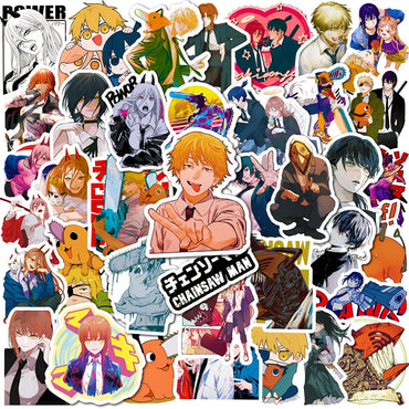 10/30/50PCS Chainsaw Man Stickers Cool Animation Decals Cool Cartoon Toy Luggage Fridge Laptop Guitar Bike Skateboard Sticker (ONLINE ORDER ONLY)