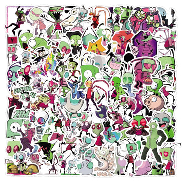 10/30/50/110PCS Invader Zim Stickers Funny Cartoon Kids Toys DIY Luggage Laptop Guitar Car Bike Skatboard Decals Movie Sticker (ONLINE ORDER ONLY)