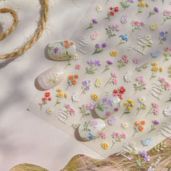 Dried Flower Butterfly Wildflowers Daisy Lily Moth Orchid Garden Self Adhesive Nail Art Stickers Chic Manicure Decals Wholesale (ONLINE ORDER ONLY)