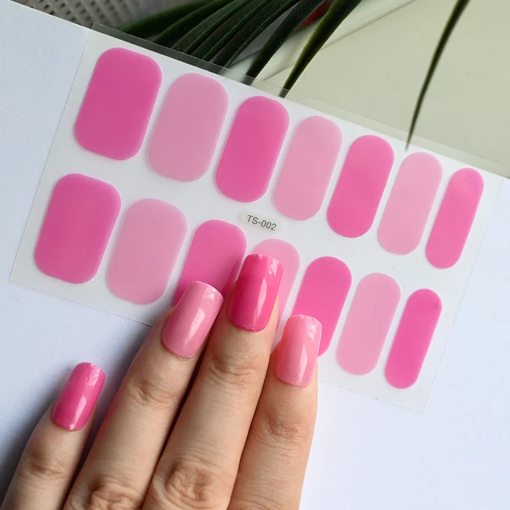14Tips Solid Color Stickers Nail Art Supplies European & American Simple Decals Oil Film Decals Press on Nails Stickers Designer (ONLINE ORDER ONLY)