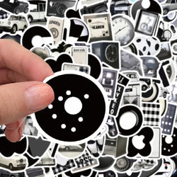 10/30/50/100pcs Ins Style Cute Stickers Black White Simple Decals Kids Toy DIY Laptop Notebook Phone Suitcase Decoration Sticker (ONLINE ORDER ONLY)