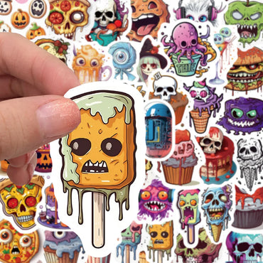 10/30/50PCS Funny Horror Skeleton Graffiti Stickers Decals Halloween Decoration Waterproof Skateboard Luggage Guitar Cartoon Toy (ONLINE ORDER ONLY)