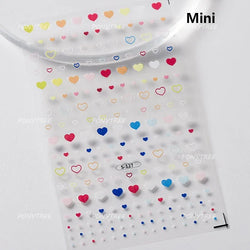 Lovely Love Heart Graffiti Crystal Geometric Cat's Eye Macaron Color Hollow Out Self Adhesive Nail Art StickersManicure Decals (ONLINE ORDER ONLY)