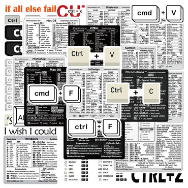 30PCS Waterproof Keyboard Shortcut Stickers for Laptop, iPad, Desktop - Student Gift Decoration (Online Order Only)