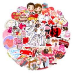 10/30/50PCS Valentine Wedding Love Stickers Cartoon Cute Decals Toys Gift DIY Decoration Laptop Scrapbook Phone Guitar Sticker (ONLINE ORDER ONLY)