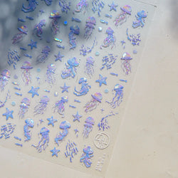 Romantic Mermaid Tail Water Bubbles Seahorse Shell Starfish Coral Pearl Pendant Self Adhesive Nail Art Stickers Manicure Decals (Online Order Only)