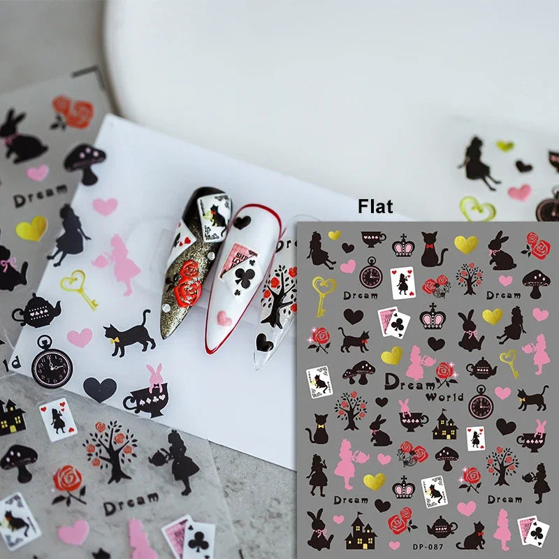 Cute Cat Eye Fishbone Animals Leopard Cat Ginger Cat Kitten Exclamation Point Paw Self Adhesive Nail Art Sticker Manicure Decals (ONLINE ORDER ONLY)