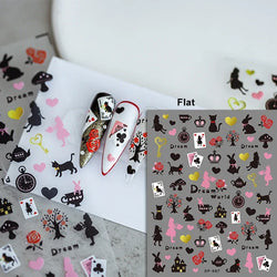 Cute Cat Eye Fishbone Animals Leopard Cat Ginger Cat Kitten Exclamation Point Paw Self Adhesive Nail Art Sticker Manicure Decals (ONLINE ORDER ONLY)