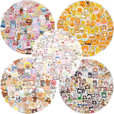 100pcs Kawaii Bear Cartoon Sticker Pack - Waterproof for Laptop, Phone, Car, DIY (ONLINE ORDER ONLY)