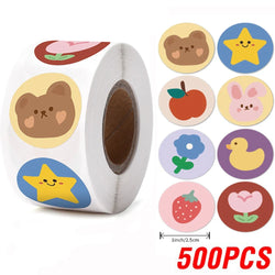 100-500pcs Round Cartoon Toys Animal stickers for kids Teacher Reward Encourage Sticker Office Stationery for Children 1inch (ONLINE ORDER ONLY)