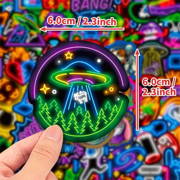 10/30/50PCS Cute Neon Dog PVC Sticky Sticker Aesthetic DIY Korean Stationery Decoration Scrapbooking School Supplies for Kids (Online Order Only)