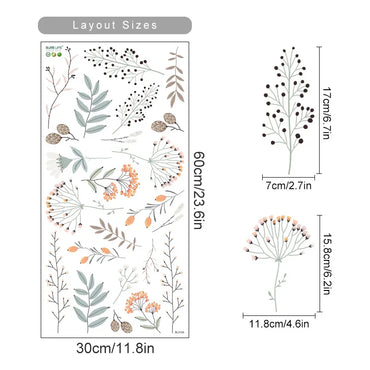 Boho Watercolor Floral Wall Stickers for Living Room Bedroom Decor (ONLINE ORDER ONLY)