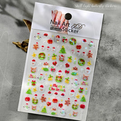 1pc Sweet Pink Christmas 5D Embossed Nail Art Stickers Shell Light Christmas Tree/Wreath Nails Decals Self-Adhesive DIY Manicure (Online Order Only)