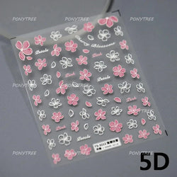 Chic Begonia Flower Miss-grass Pink Gradient Cherry-apple Tree Leaves Peach Blossom Adhesive Nail Art Spring Nail Stickers Decal (ONLINE ORDER ONLY)