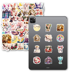 10/30/50PCS Cartoon Cat Flower Sticky PVC Sticker Aesthetic DIY Decoration Scrapbooking Hand Accounting Supplies for Kids (Online Order Only)