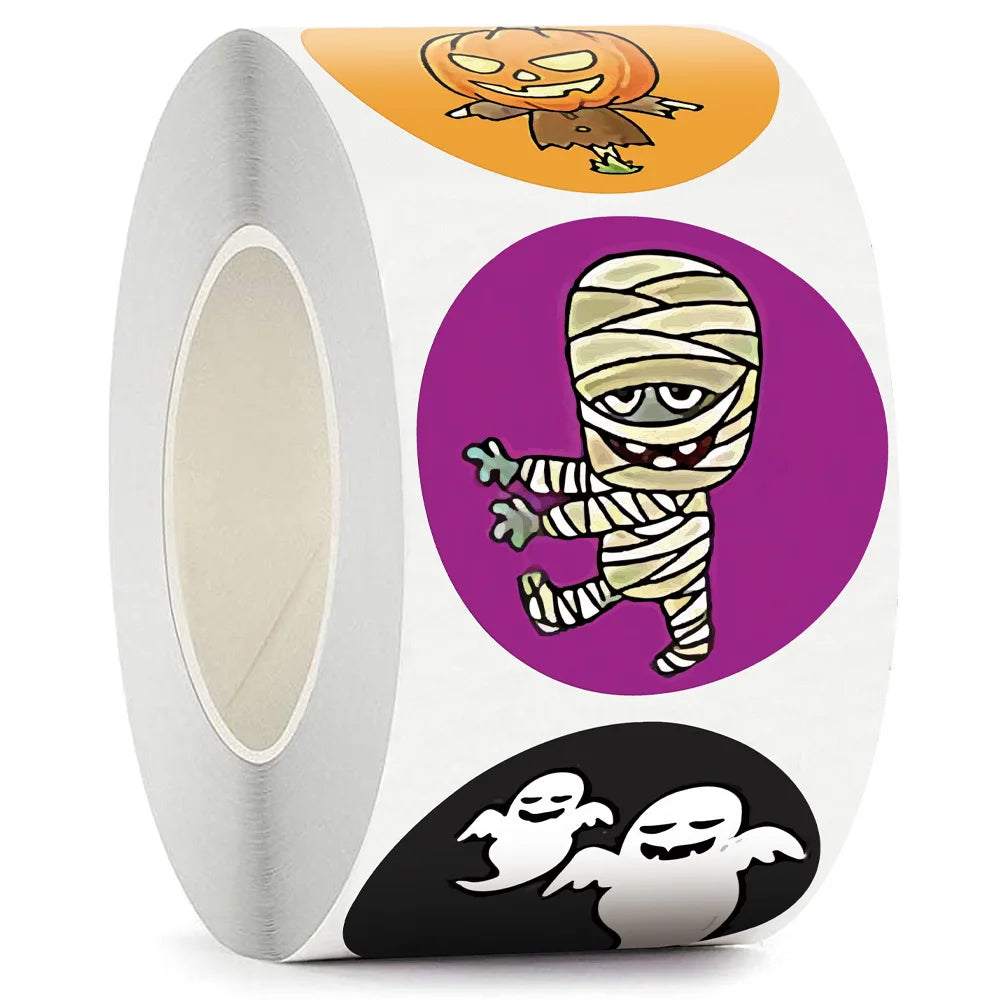 100-500pcs Halloween Decoration Labels Seal Stickers Pumpkin ghost Cat Elf Witch Ghost Sealing Gift Paper Label Sticker (Online Order Only)