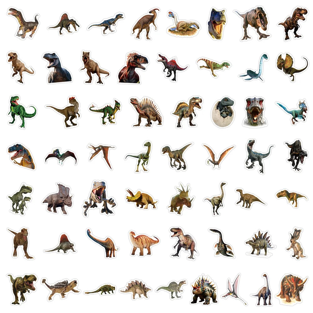 10/30/50/110PCS Jurassic Dinosaur Stickers Cool Realistic Animal Decoration DIY Kids Toys Laptop Phone Guitar Car Bike Sticker (ONLINE ORDER ONLY)