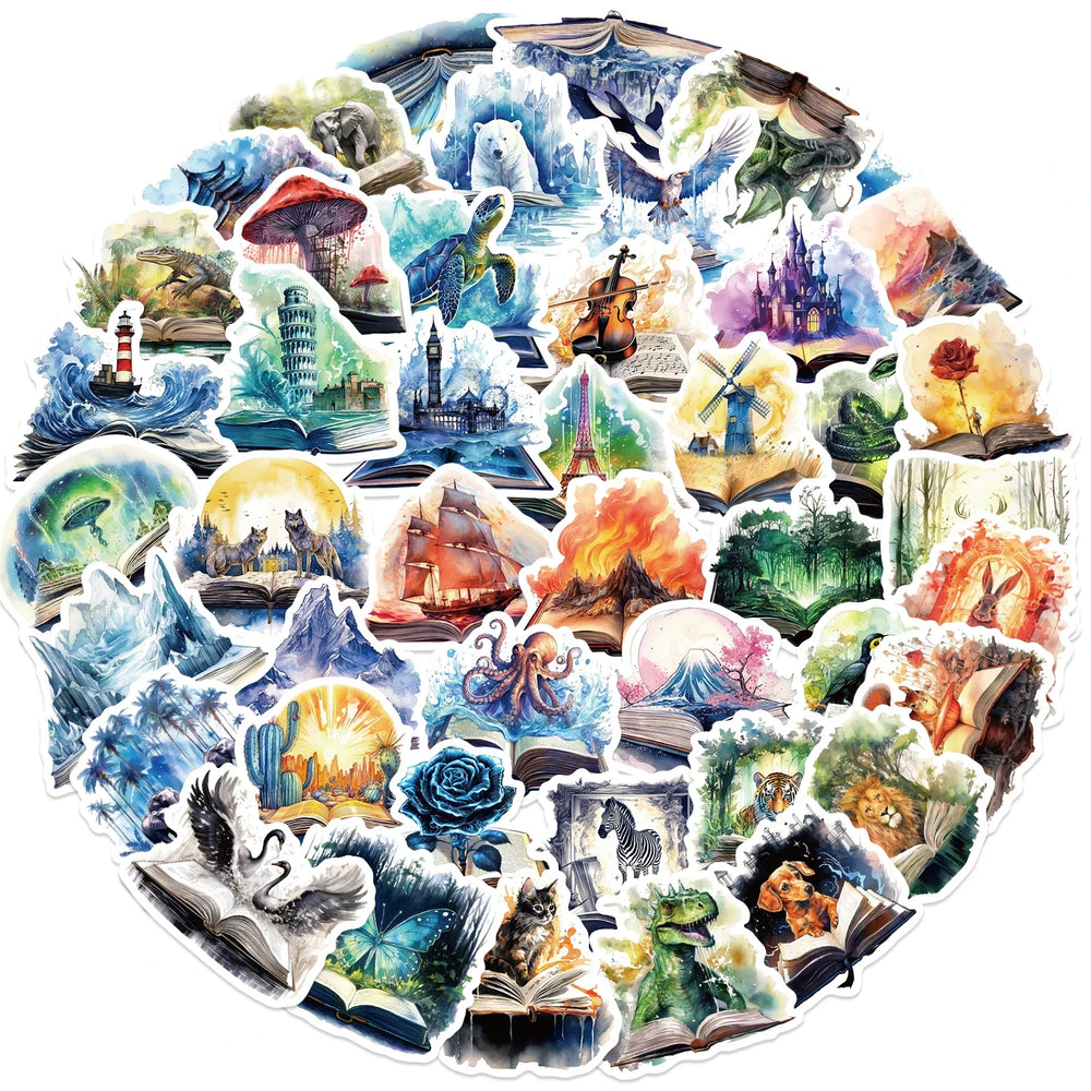 50PCS Funny Magic Tome Stickers Cartoon Aesthetic DIY Skateboard Laptop Luggage Waterproof Cool Decals Kid Toy Sticker﻿ (ONLINE ORDER ONLY)