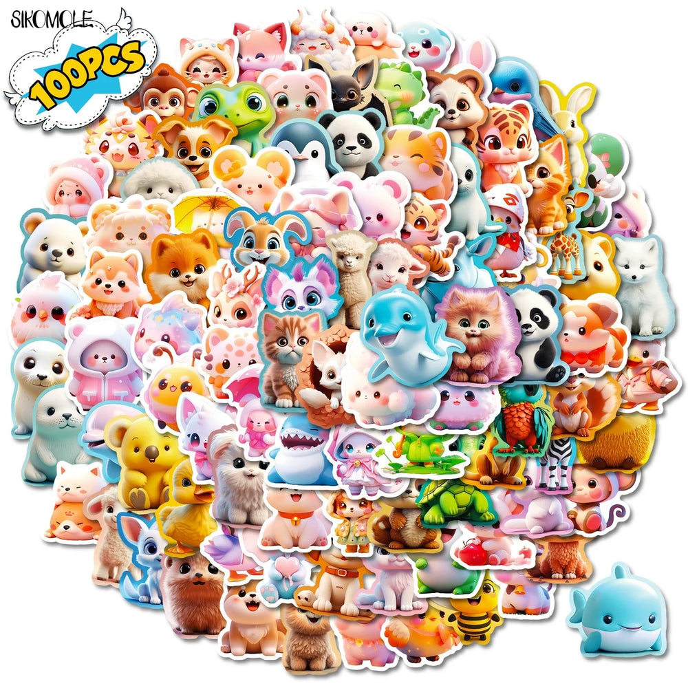 Cartoon 3D Animal Stickers Kawaii Kids Decoration Stationery Decals (ONLINE ORDER ONLY)