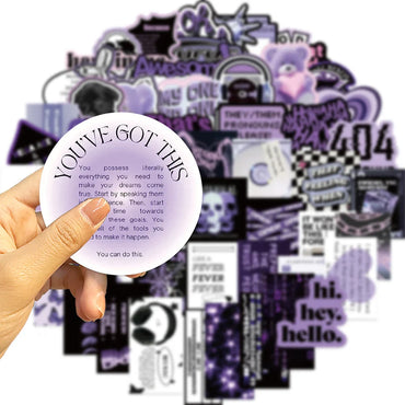 10/30/60PCS Ins Style Black Purple Stickers Aesthetic Cartoon Graffiti Toys DIY Fridge Skateboard Helmet Phone Wall Decals Toys (ONLINE ORDER ONLY)