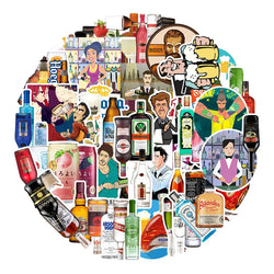 50/67pcs Alcohol Wine Bottle Vintage Beer Stickers for Ipad Scrapbooking Material Adesivos Journal Sticker Scrapbooking Supplies (ONLINE ORDER ONLY)