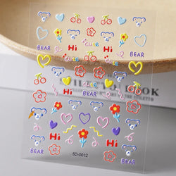 1 Sheet 5D Embossed Nail Art Stickers Graffiti Heart Flower Design Nail Art Decals Self-Adhesive DIY Manicure Nail Art Supplies* (ONLINE ORDER ONLY)