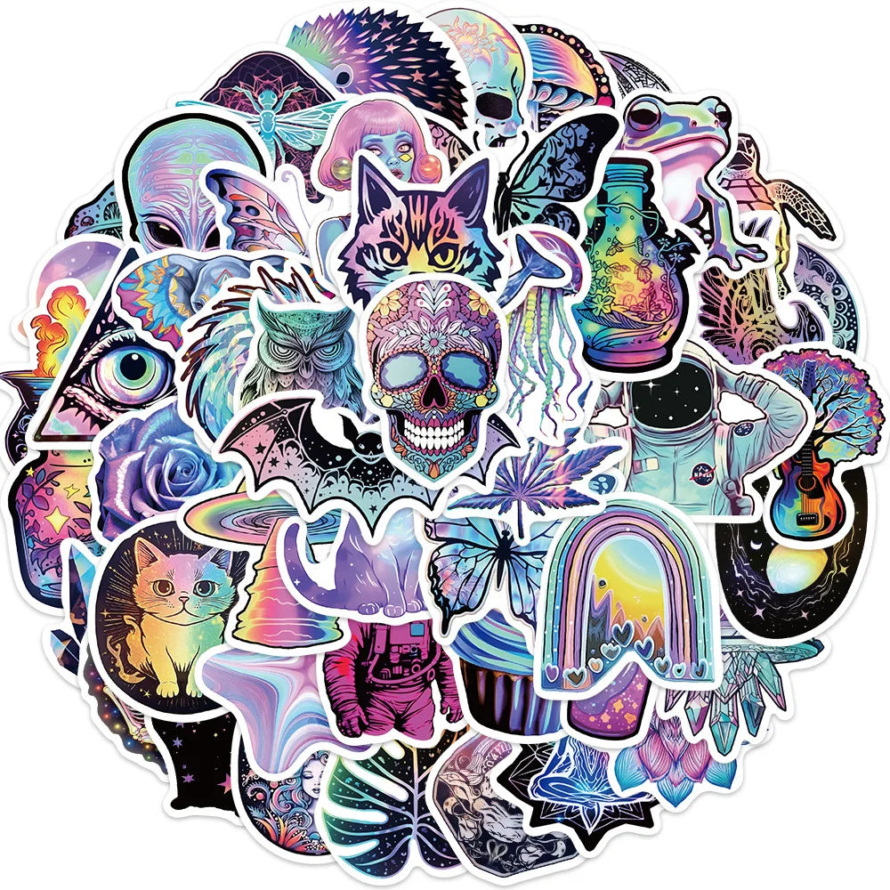 50 Pack Psychedelic Mysterious Space Stickers (ONLINE ORDER ONLY)
